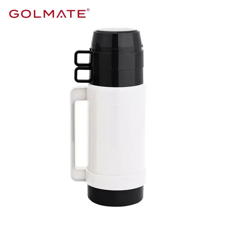 Custom 1L Large Capacity Thermos with 2 Cups Glass Lined Flask for Hiking