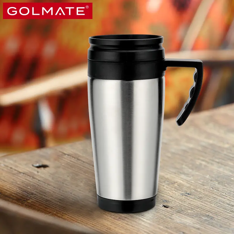 400ml PP inner Stainless Steel Travel Mug Wholesale with Sliding Leak Proof Lid