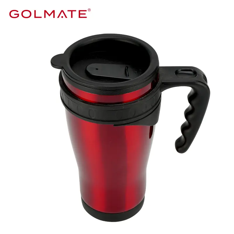 400ml Flip Lid Travel Mug with PP Liner Antislip Handle Wholesale Tumbler